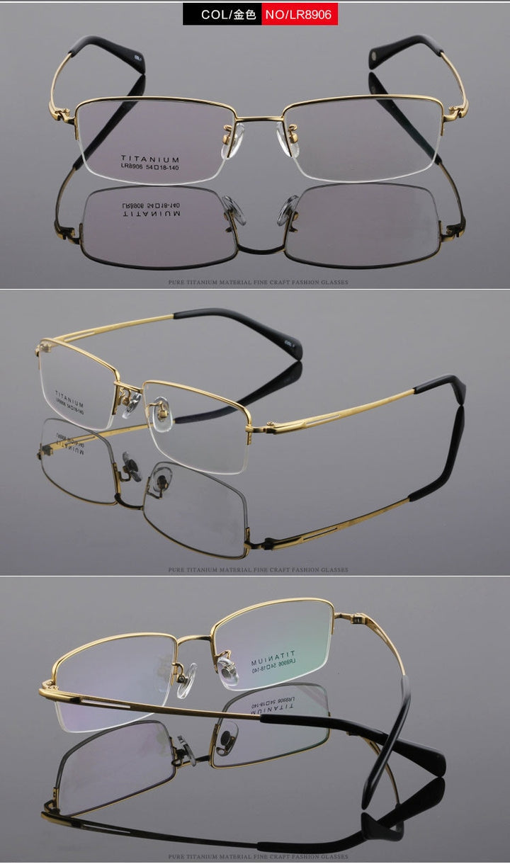 Men's Titanium Frame Half Rim Eyeglasses Lr8906 Semi Rim Bclear