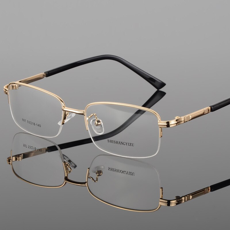 Bclear Men's Semi Rim Eyeglasses Alloy Square S887 Semi Rim Bclear Gold