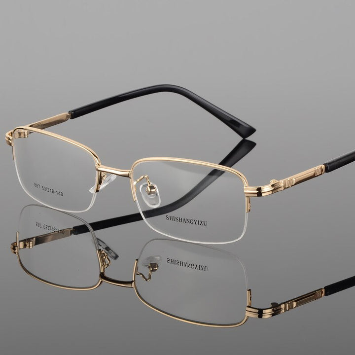 Bclear Men's Semi Rim Eyeglasses Alloy Square S887 Semi Rim Bclear Gold