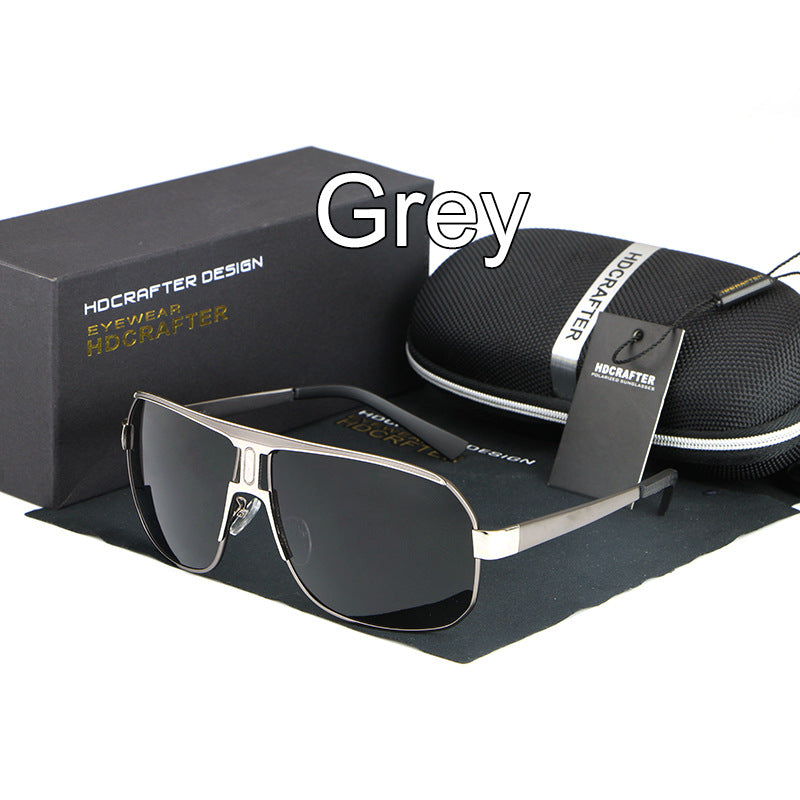 Hdcrafter Men's Full Rim Alloy Rectangle Frame Polarized Sunglasses Le028 Sunglasses HdCrafter Sunglasses