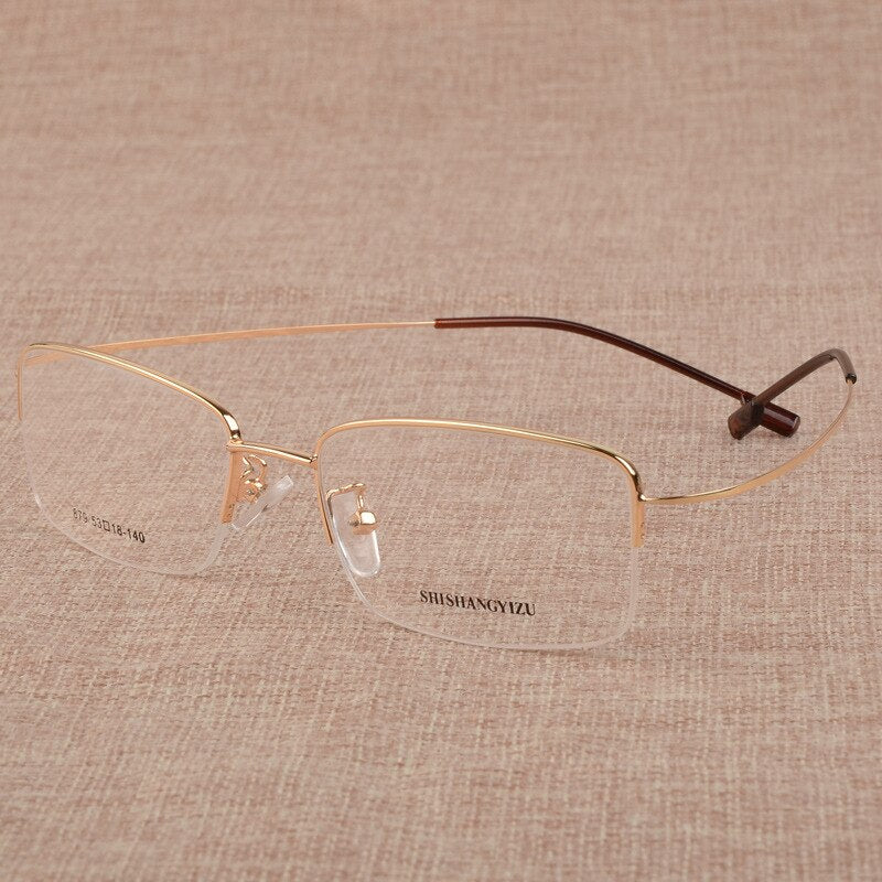 Men's Semi Rim Square Large Titanium Alloy Eyeglasses S879 Semi Rim Bclear