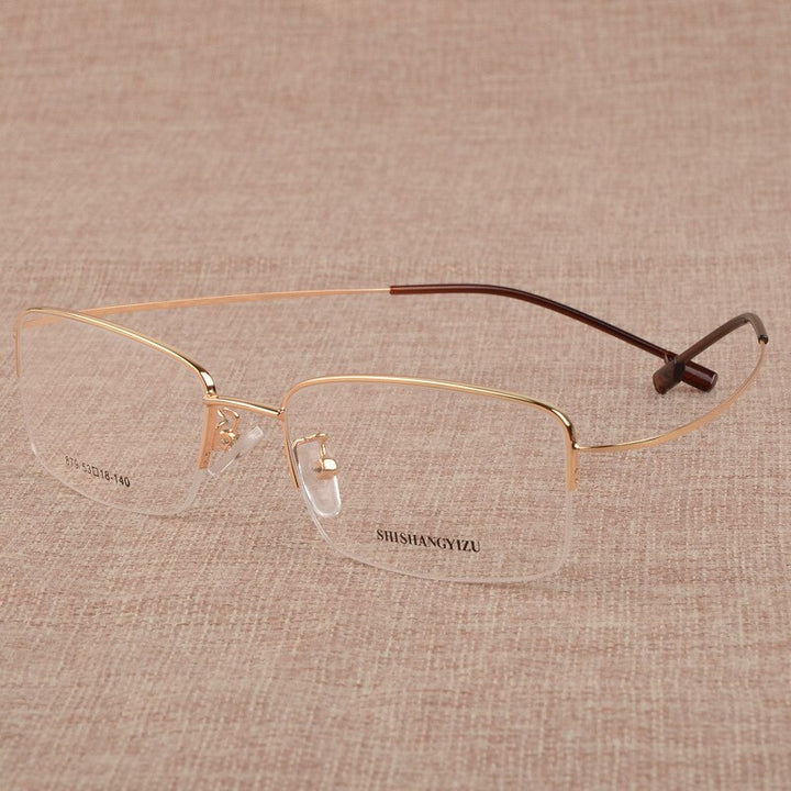 Men's Semi Rim Square Large Titanium Alloy Eyeglasses S879 Semi Rim Bclear