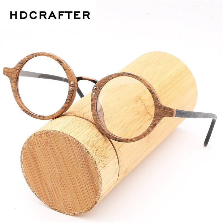 Hdcrafter Unisex Full Rim Round Wood Frame Eyeglasses Lhb028 Full Rim Hdcrafter Eyeglasses