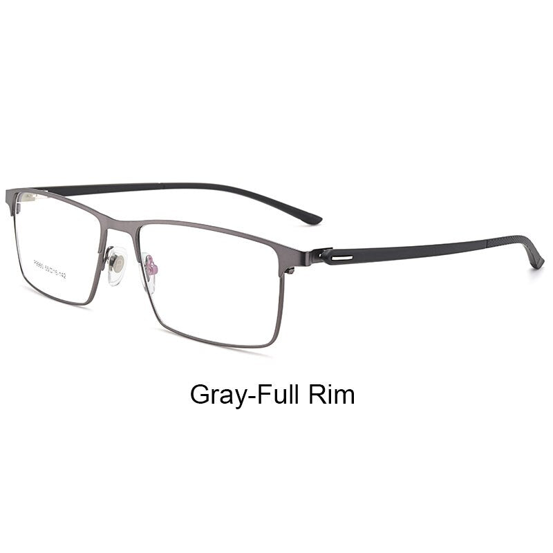 Hotochki Men's IP Electroplated Alloy Full/Semi Rim Frame Eyeglasses P9960 Semi Rim Hotochki GrayFullRim