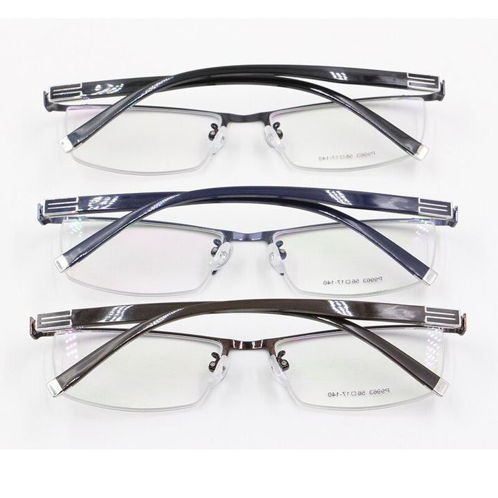 Bclear Men's Titanium Alloy Eyeglasses Semi-Rim Semi Rim Bclear