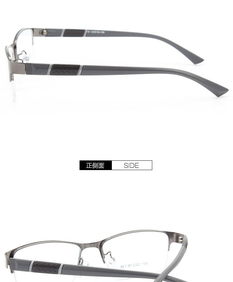 Bclear Men's Semi Rim Alloy Tr 90  Square Eyeglasses  961 Semi Rim Bclear