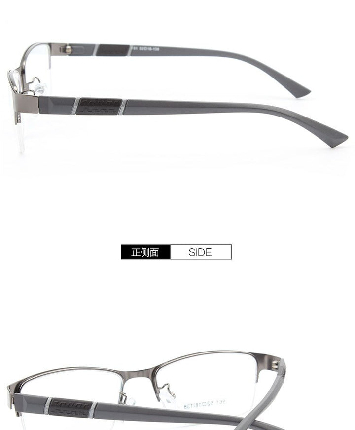 Bclear Men's Semi Rim Alloy Tr 90  Square Eyeglasses  961 Semi Rim Bclear