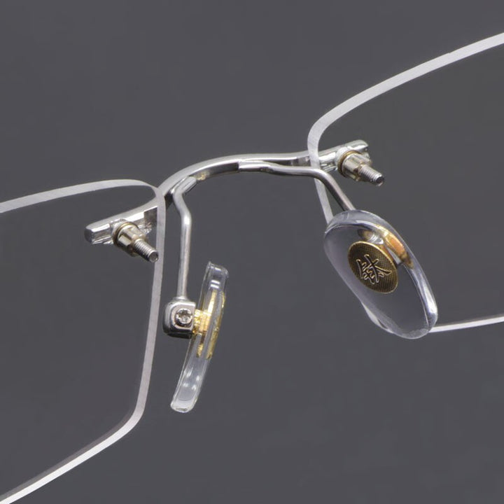 Reven Jate Unisex Rimless Square Titanium Eyeglasses 8047 Rimless Reven Jate