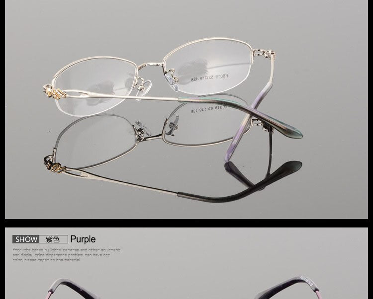 Women's Semi Rim Alloy Frame Eyeglasses F6019 Semi Rim Bclear