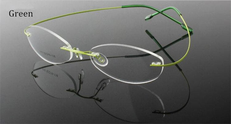 Chashma Ottica Unisex Rimless Rectangle Titanium Eyeglasses Frp1510 Rimless Chashma Ottica green
