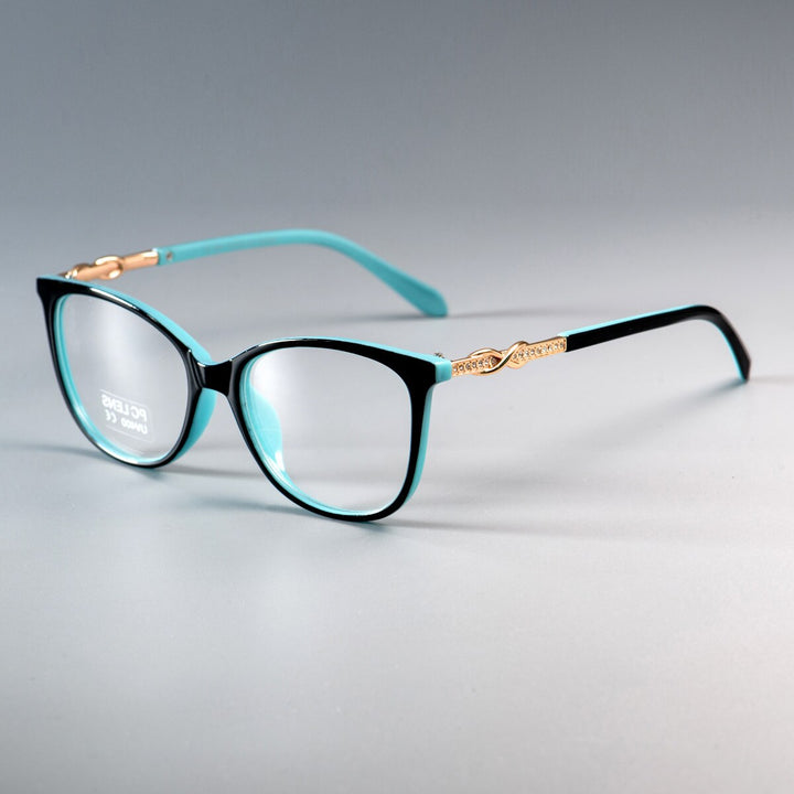 CCspace Unisex Full Rim Square  Titanium Eyeglasses 45705 Full Rim CCspace C4 black blue