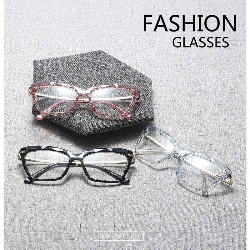 Women's Full Rim Cat Eye Acetate Frame Eyeglasses 97533 Full Rim Bclear
