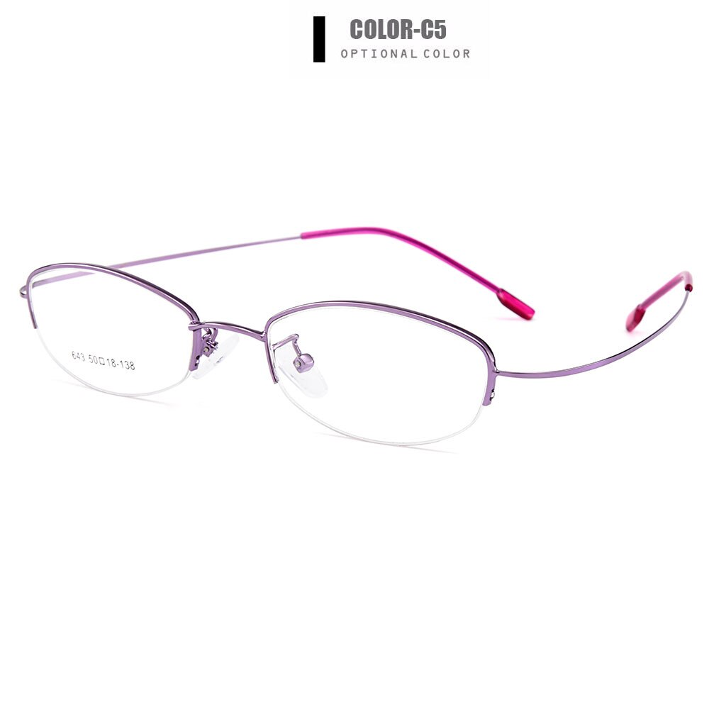 Gmei Women's Eyeglasses Semi Rim Memory Titanium Alloy Y643 Semi Rim Gmei Optical C5-Purple