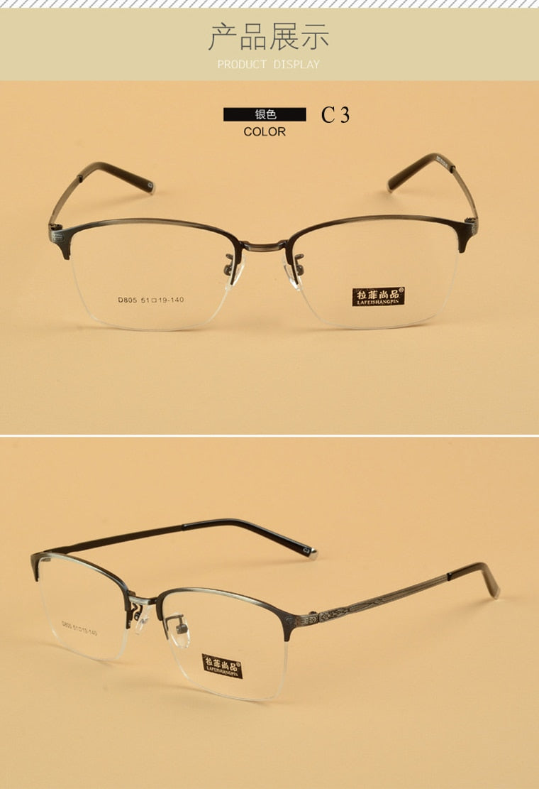 Unisex Semi Rim Alloy Frame Eyeglasses D805 Semi Rim Bclear