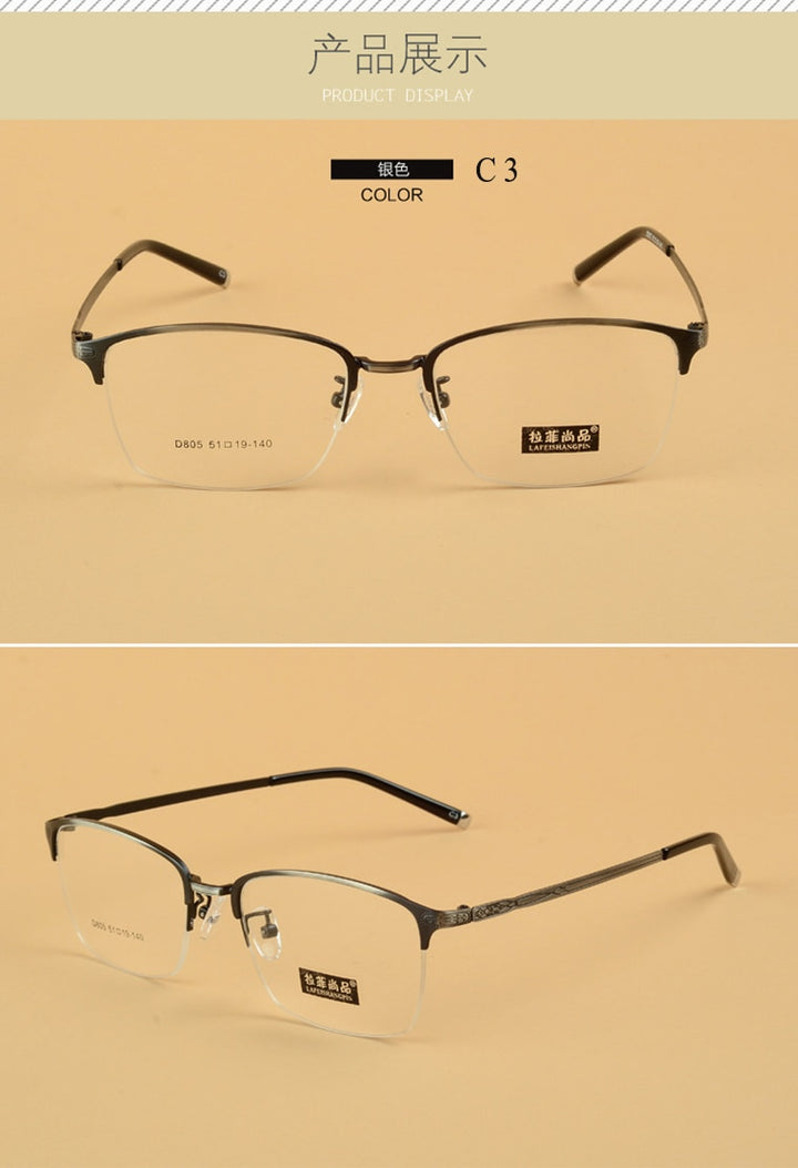 Unisex Semi Rim Alloy Frame Eyeglasses D805 Semi Rim Bclear