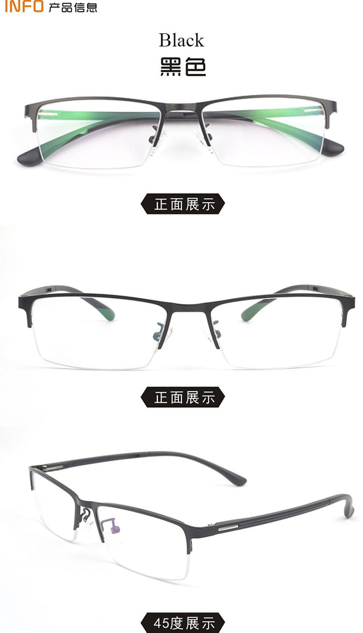 Bclear Men's Semi Rim Square Alloy Eyeglasses A1508 Semi Rim Bclear