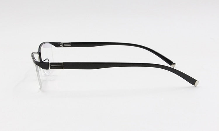 Men's Semi Rim Square Titanium Alloy Eyeglasses P9963 Semi Rim Bclear