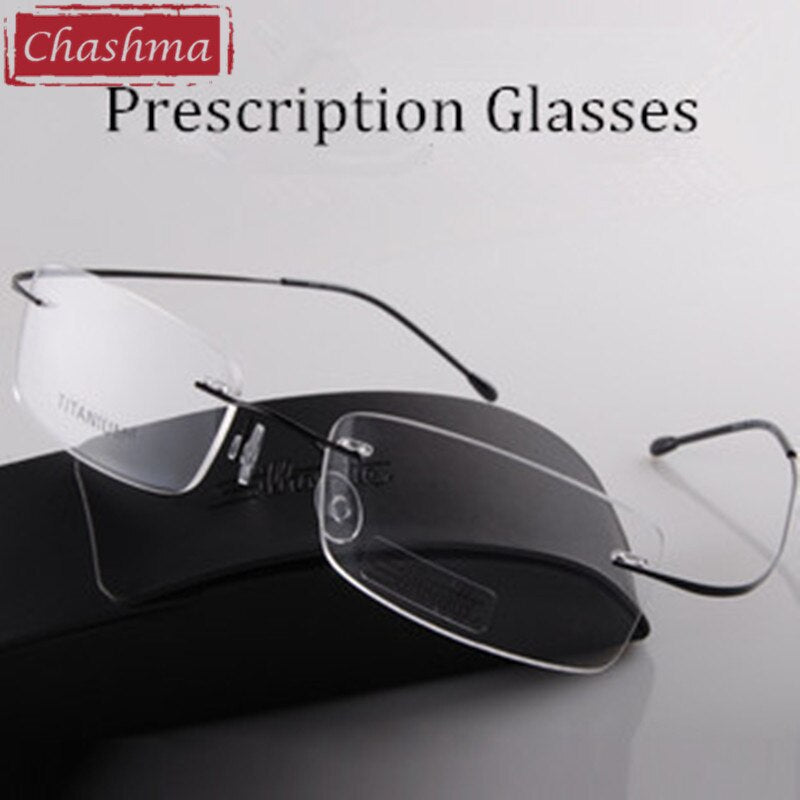 Chashma Ottica Unisex Rimless Rectangle Titanium Eyeglasses 6074 Rimless Chashma Ottica