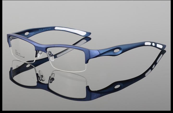 Bclear  Men's Eyeglasses Square Tr 90 Semi Rim Sports 1077 Semi Rim Bclear Royal Blue