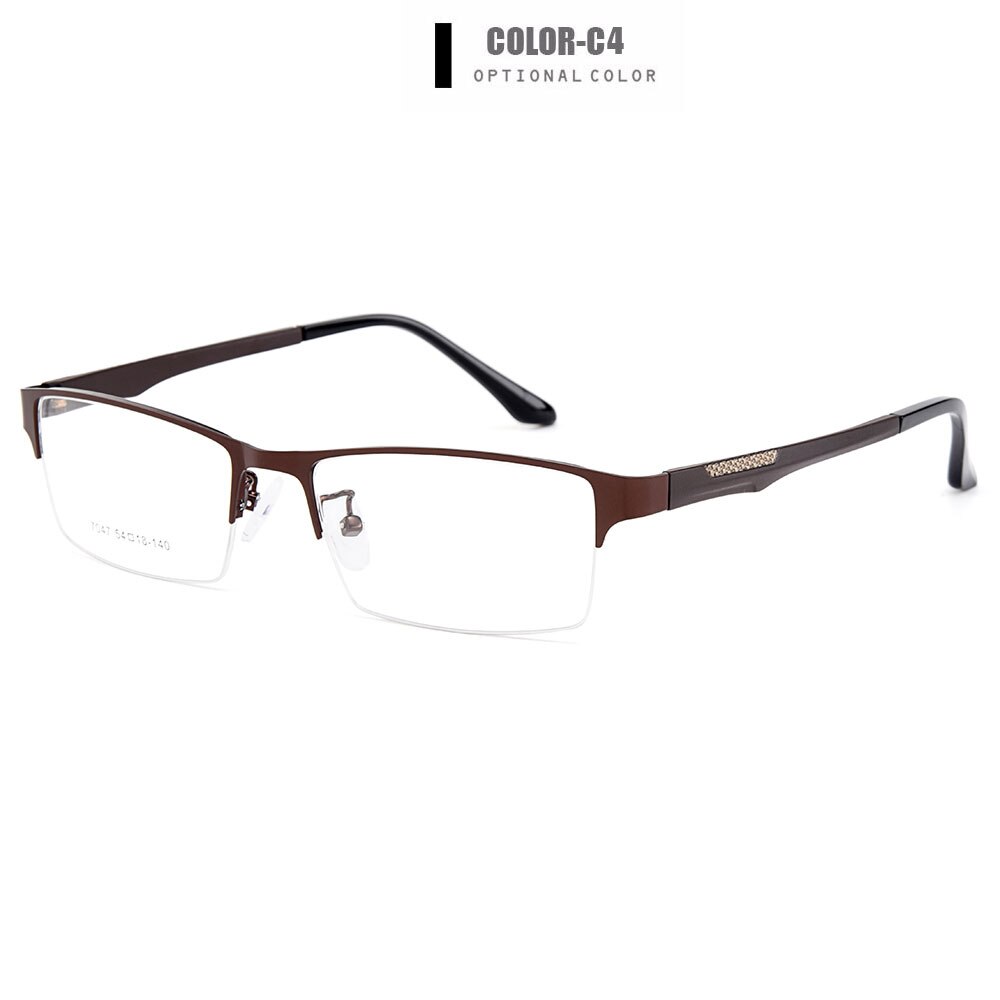 Gmei Men's Eyeglasses Semi Rim Titanium Alloy Square Y7047 Semi Rim Gmei Optical C4