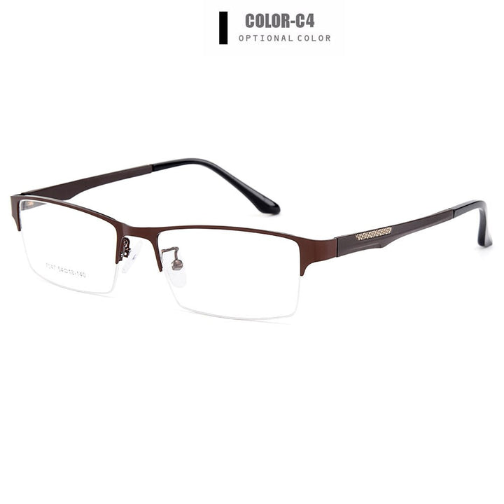 Gmei Men's Eyeglasses Semi Rim Titanium Alloy Square Y7047 Semi Rim Gmei Optical C4