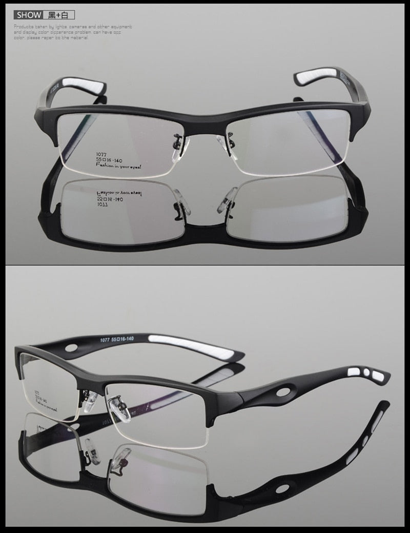 Hotony Men's Semi Rim TR 90 Resin Rectangular Sport Frame Eyeglasses 1077 Semi Rim Hotony