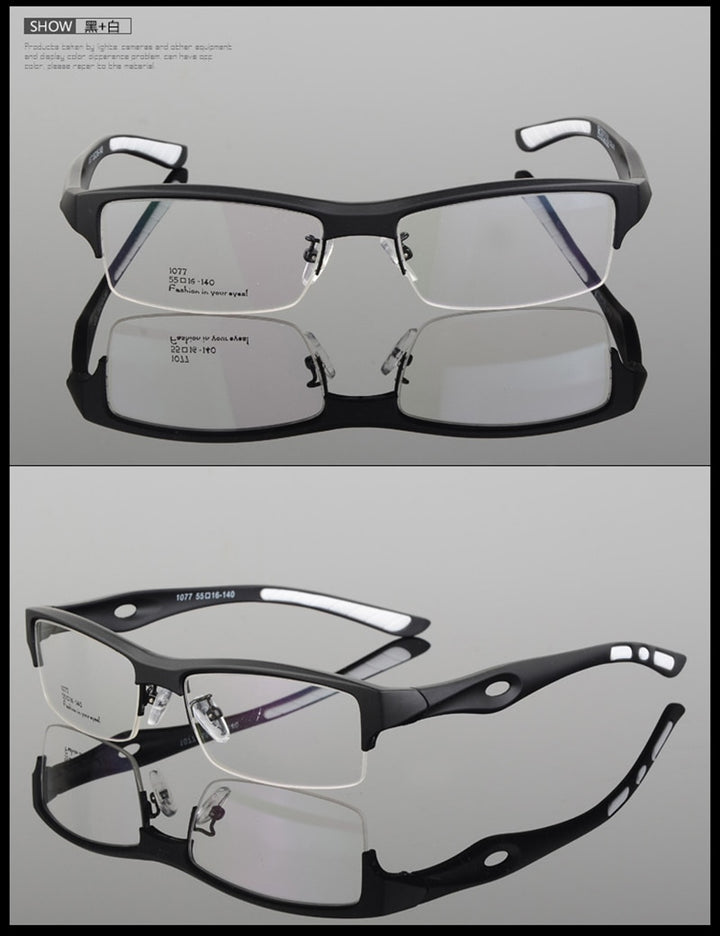 Hotony Men's Semi Rim TR 90 Resin Rectangular Sport Frame Eyeglasses 1077 Semi Rim Hotony