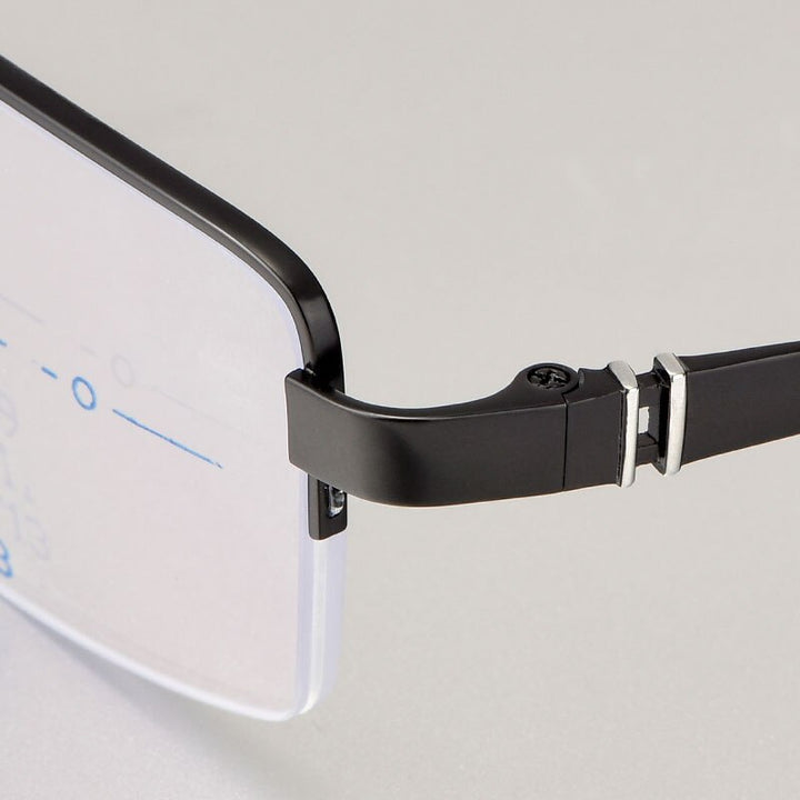 Hotochki Men's Semi Rim Titanium Frame Progressive Lens Reading Glasses Anti Blue Light 1688 Reading Glasses Hotochki