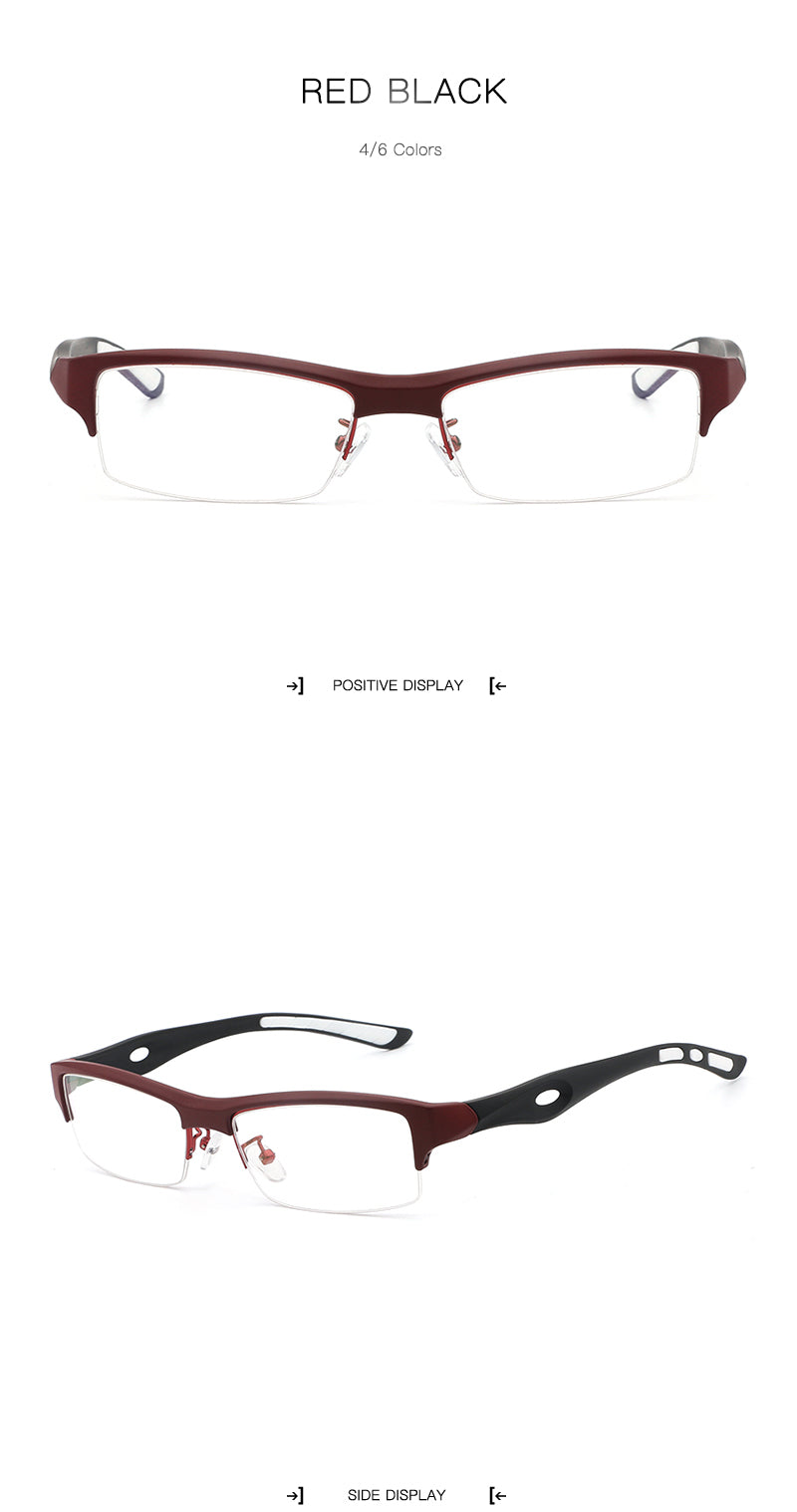 Hdcrafter Men's TR 90 Rectangle Semi Rim Frame Eyeglasses L1077 Semi Rim Hdcrafter Eyeglasses