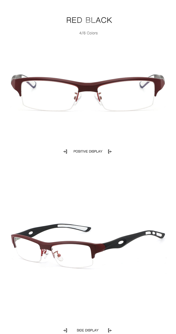 Hdcrafter Men's TR 90 Rectangle Semi Rim Frame Eyeglasses L1077 Semi Rim Hdcrafter Eyeglasses