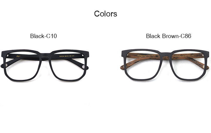 Hdcrafter Unisex Oversized Square Round Wood Frame Eyeglasses Ps5104 Full Rim Hdcrafter Eyeglasses