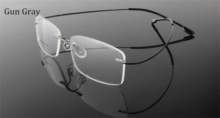 Chashma Ottica Unisex Rimless Rectangle Titanium Eyeglasses Frp1510 Rimless Chashma Ottica gun gray