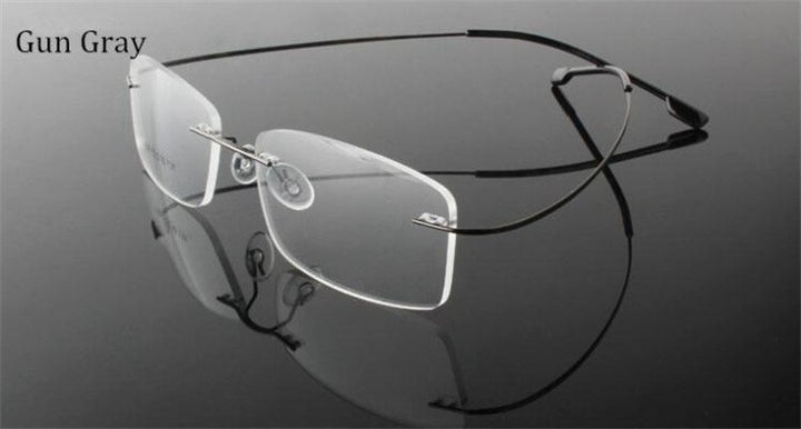 Chashma Ottica Unisex Rimless Rectangle Titanium Eyeglasses Frp1510 Rimless Chashma Ottica gun gray