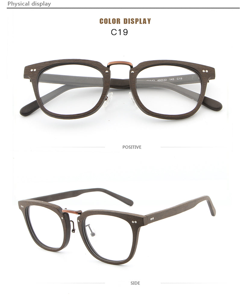 Hdcrafter Unisex Full Rim Square Round Wood Frame Eyeglasses Lbh025 Full Rim Hdcrafter Eyeglasses
