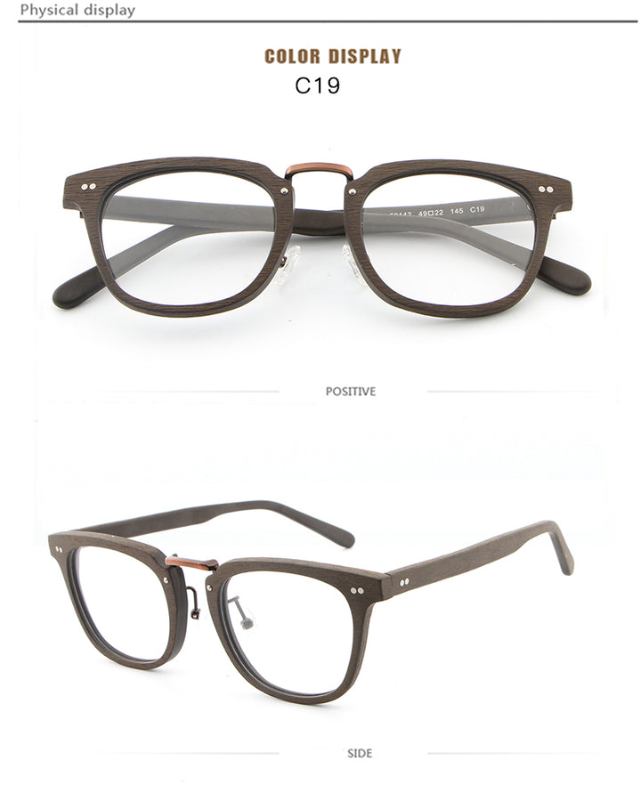 Hdcrafter Unisex Full Rim Square Round Wood Frame Eyeglasses Lbh025 Full Rim Hdcrafter Eyeglasses