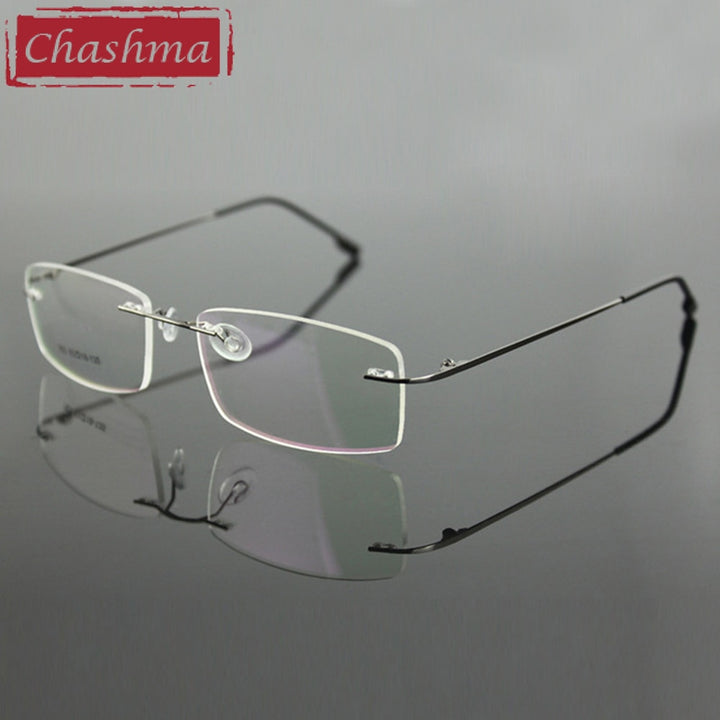 Chashma Ottica Unisex Rimless Rectangle Titanium Alloy Eyeglasses 763 Rimless Chashma Ottica