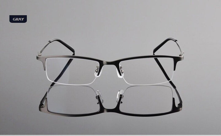 Chashma Ottica Men's Semi Rim Rectangle Square Titanium Eyeglasses T8906s Semi Rim Chashma Ottica Gray