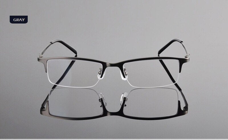 Chashma Ottica Men's Semi Rim Rectangle Square Titanium Eyeglasses T8906s Semi Rim Chashma Ottica Gray  
