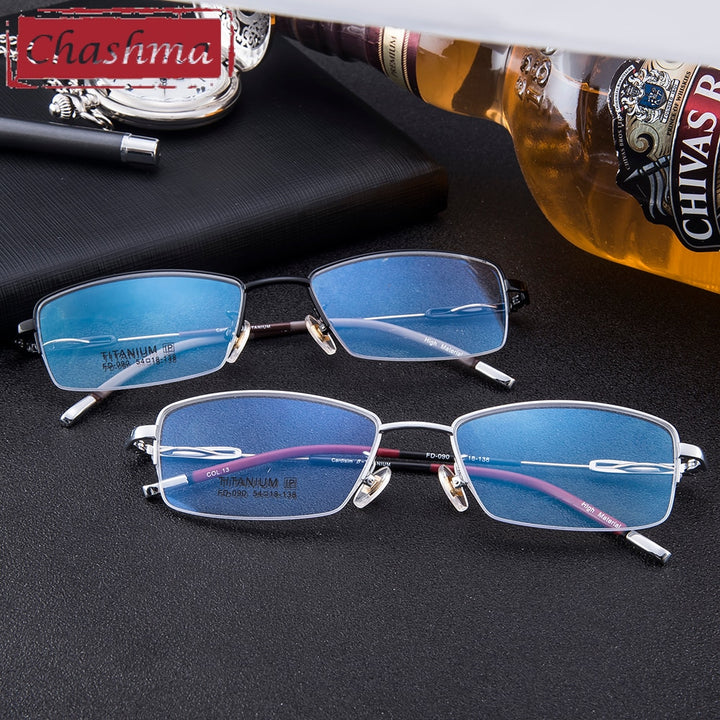 Chashma Ottica Men's Semi Rim Square Titanium Eyeglasses 090 Semi Rim Chashma Ottica