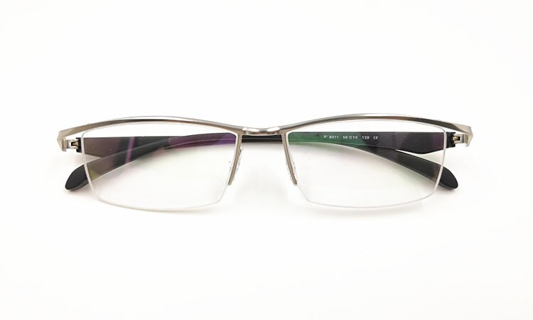 Bclear Men's Eyeglasses Semi Rim Square Titanium Alloy Semi Rim Bclear Silver