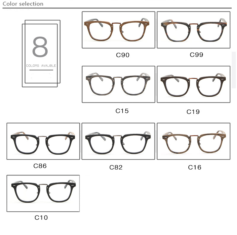 Hdcrafter Unisex Full Rim Square Round Wood Frame Eyeglasses Lbh025 Full Rim Hdcrafter Eyeglasses