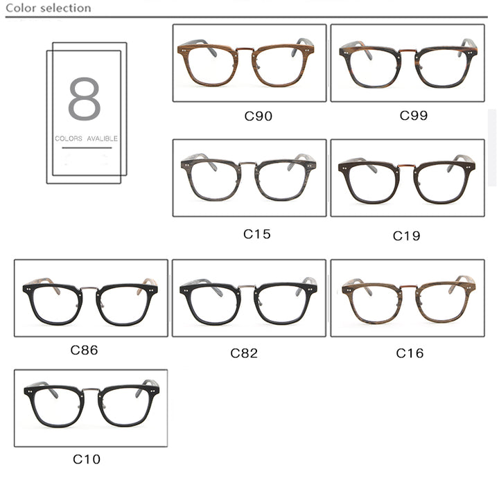 Hdcrafter Unisex Full Rim Square Round Wood Frame Eyeglasses Lbh025 Full Rim Hdcrafter Eyeglasses
