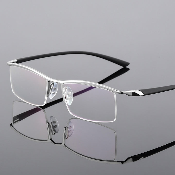 Hotony Men's Semi Rim Browline Alloy Frame Eyeglasses P8190 Semi Rim Hotony