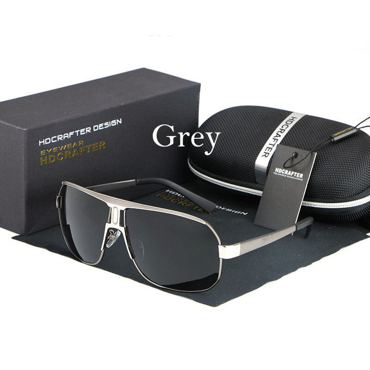 Hdcrafter Men's Full Rim Alloy Rectangle Frame Polarized Sunglasses Le028 Sunglasses HdCrafter Sunglasses Gun