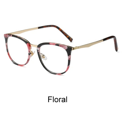 Ralferty Women's Full Rim Square Acetate Alloy Eyeglasses F92128 Full Rim Ralferty Floral