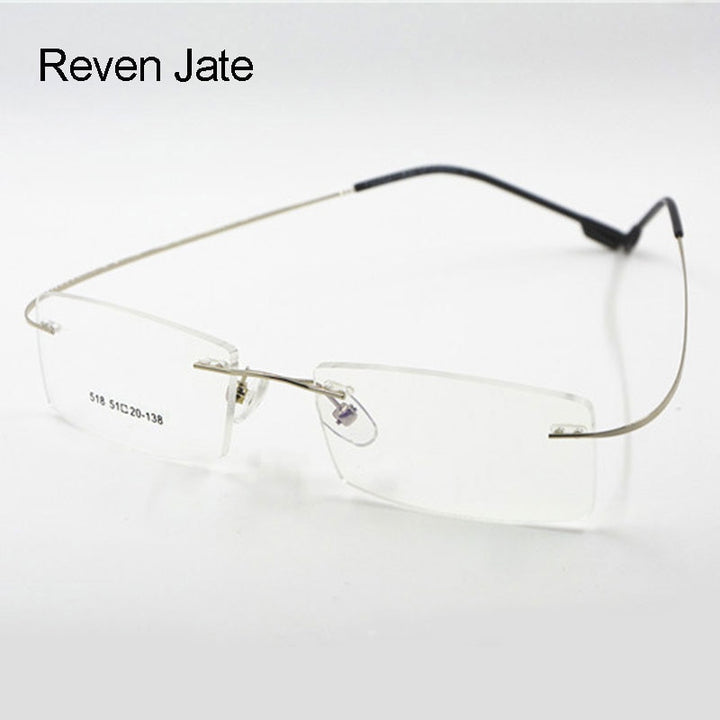 Reven Jate Unisex Rimless Square Titanium Alloy Eyeglasses 2241 Rimless Reven Jate