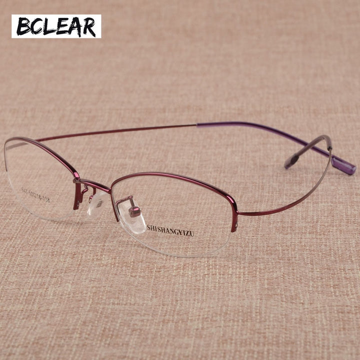 Women's Eyeglasses Semi Rim Rectangular Alloy  S643 Semi Rim Bclear