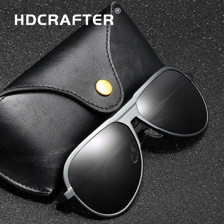 Hdcrafter Men's Full Rim Aluminum Magnesium Round Frame Polarized Sunglasses G9828 Sunglasses HdCrafter Sunglasses