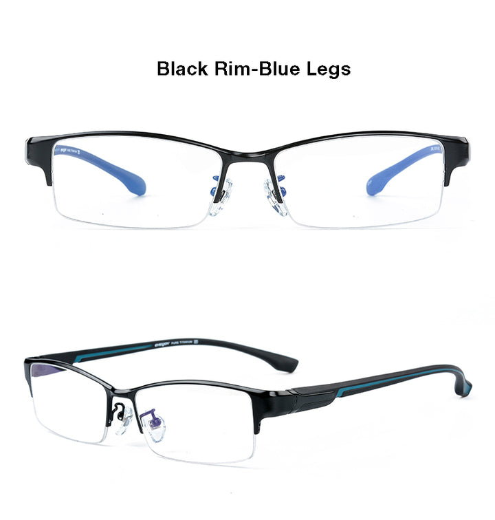 Reven Jate Men's Semi Rim Rectangle Titanium Eyeglasses L266 Semi Rim Reven Jate
