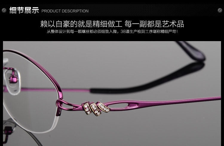 Women's Semi Rim Alloy Frame Eyeglasses F6019 Semi Rim Bclear